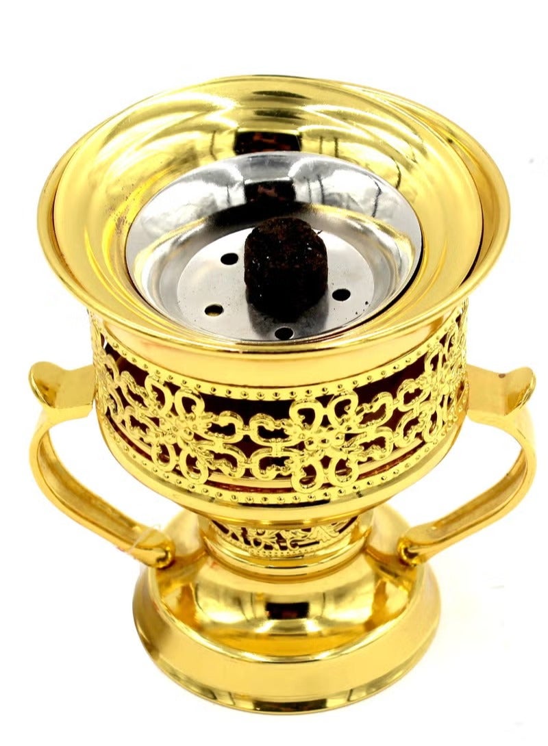 Firasa Ramadan Eid premium gift Frankincense Resin Incense Burner, Incense Censer, Bakhoor Burner, Charcoal Incense Burner, Incense Burner with Handle Tongs for Yoga, Spa Aromatherapy 1 Piece Ramdom Color(Gold/Grey/Silver/Bronze) - Image 2