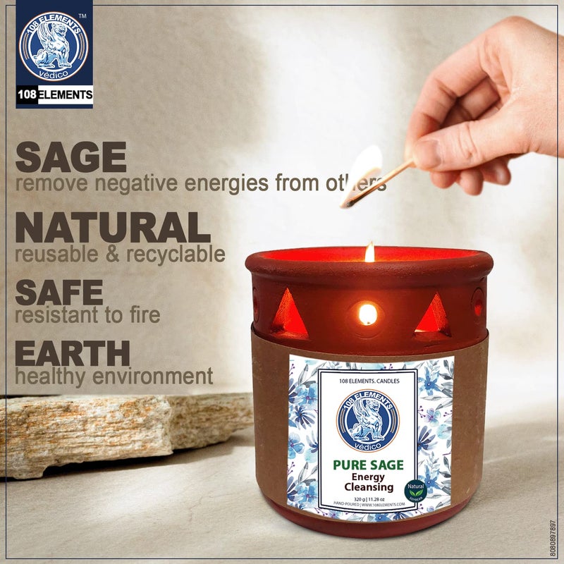 108 ELEMENTS 108 ELEMENTS Sage Lavender Candles 320G Burn Upto 40 Hours Also Banish Negative Energy I Purification and Chakra Healing Sage Lavender  - Image 4