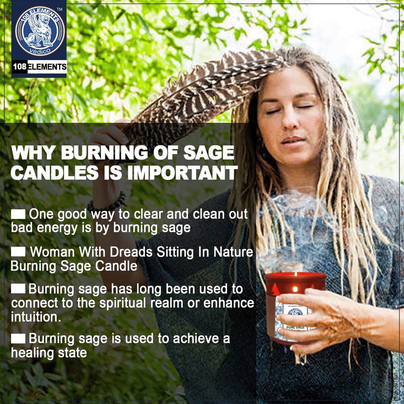 108 ELEMENTS 108 ELEMENTS Sage Lavender Candles 320G Burn Upto 40 Hours Also Banish Negative Energy I Purification and Chakra Healing Sage Lavender  - Image 3