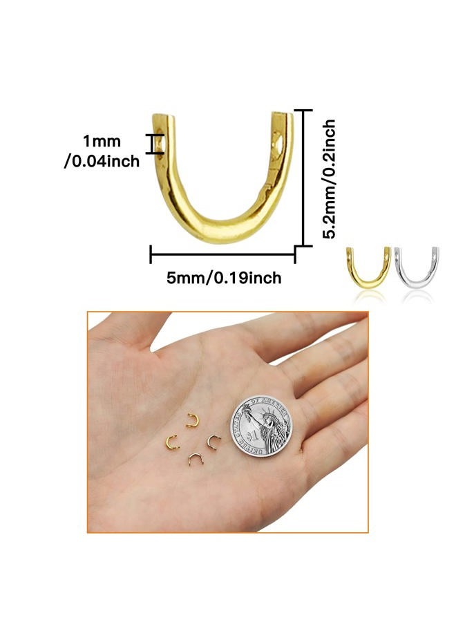 Oubaka 400pcs Fishing Spinner Clevis U Shaped Spinnerbait Clevis Easy Spin Spinner Clevis Spinner Blade Clevis for Lure Making Tackle Craft Fishing Gear(Gold,Silver) - Image 3