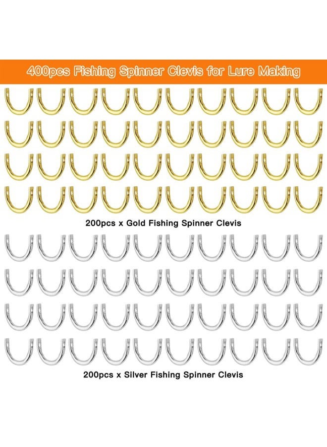 Oubaka 400pcs Fishing Spinner Clevis U Shaped Spinnerbait Clevis Easy Spin Spinner Clevis Spinner Blade Clevis for Lure Making Tackle Craft Fishing Gear(Gold,Silver) - Image 2