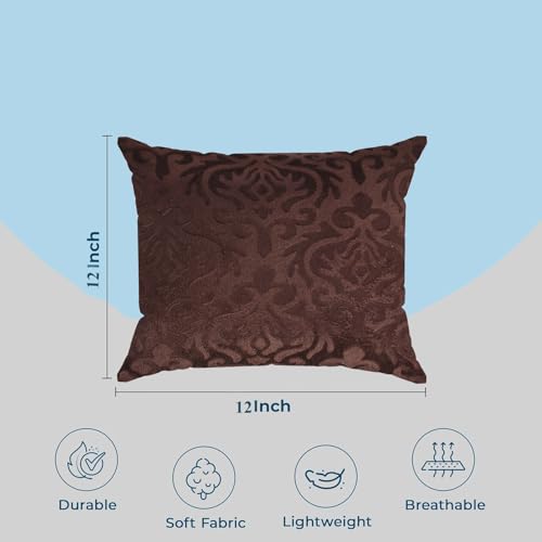 STARNSTYLE Velvet Decorative Cushion Cover 12x12 Inch - Set of 5, Soft Solid Damask Square Throw Pillow Covers for Sofa, Living Room or Home Decor - 30x30 cm Coffee & Beige - Image 5