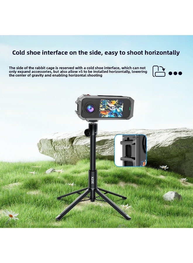 Compatible with Insta360 X4 Air – Magnetic Quick-Release Protective Frame, Aluminum Alloy Metal Cage with Shock-Resistant Design and Dual Cold Shoe Mounts - Image 5