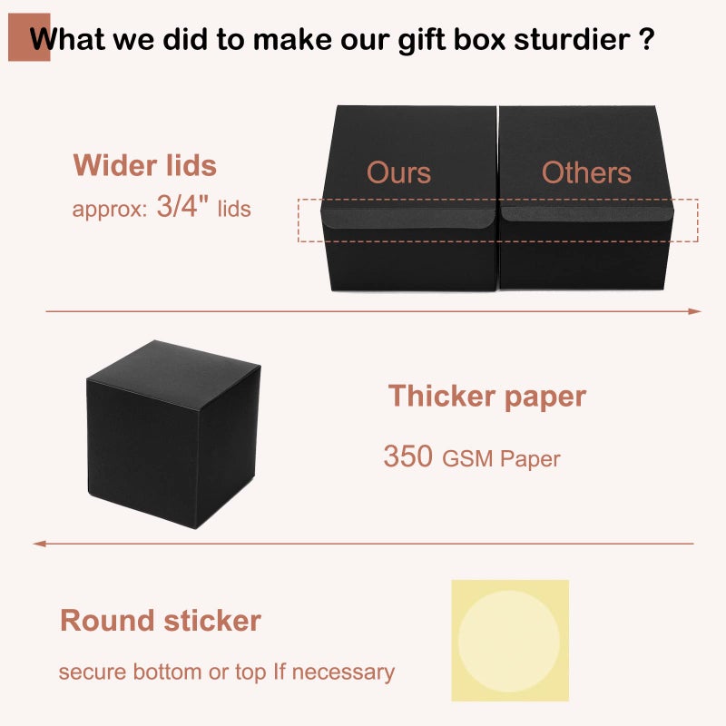 Mcfleet Black Gift Boxes with Lids 4x4x4 Inches 10 Pack Groomsmen Proposal Boxes Cardboard Gift Box for Presents, Craft Boxes for Christmas, Wedding, Graduation, Holiday, Birthday Gift Packaging - Image 3