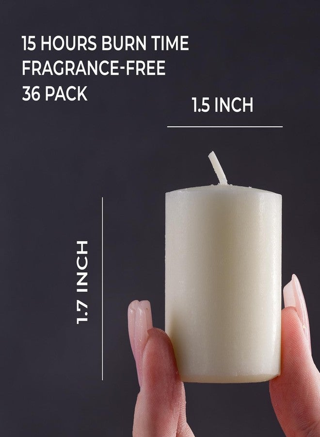 CANDWAX Unscented Ivory Votive Candles Set of 36 - Clean-Burning, Long-Lasting 15 Hour Burn - Ideal for Weddings, Home Décor, Spa, Events - Bulk Value for Versatile Use - Image 2