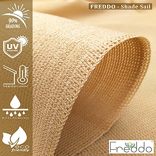 FREDDO HDPE Fabric 1.5 Inch Polyester Loop Sun Shade Sails 85-90% Protection from Sun & UV Rays Ideal for Car Parking, Outdoor Garden, Balcony, Patio, Beige Color, 9.5 ft x 8 ft, Pack of 1 Piece - Image 2