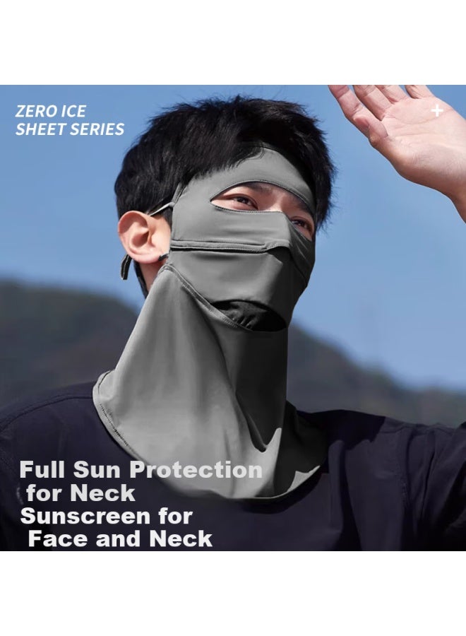 Ousen Sun Protection Face Mask For Men, Summer Uv Protection Cycling Outdoor Windproof Dustproof Sunshade Ice Silk Full Face Mask Mouth Mask - Image 4
