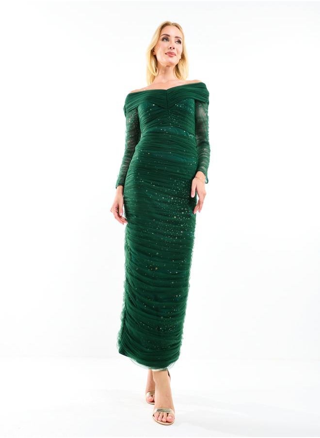 House of Moda Emerald Tulle Dress - Image 3