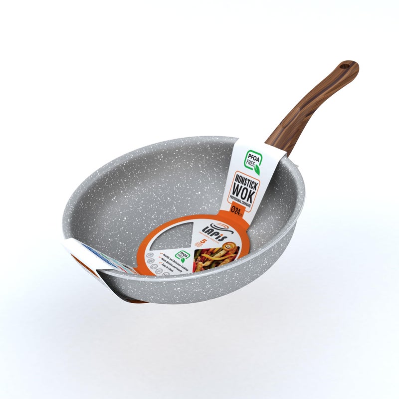 LAPIS Granite Wok Size 24 cm Grey - Image 1