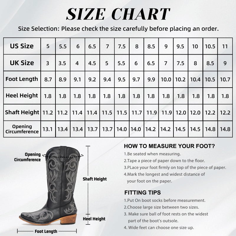 IUV Cowboy Boots For Women Mid Calf Cowgirl Boots Pointy Toe Western Boot - Image 2