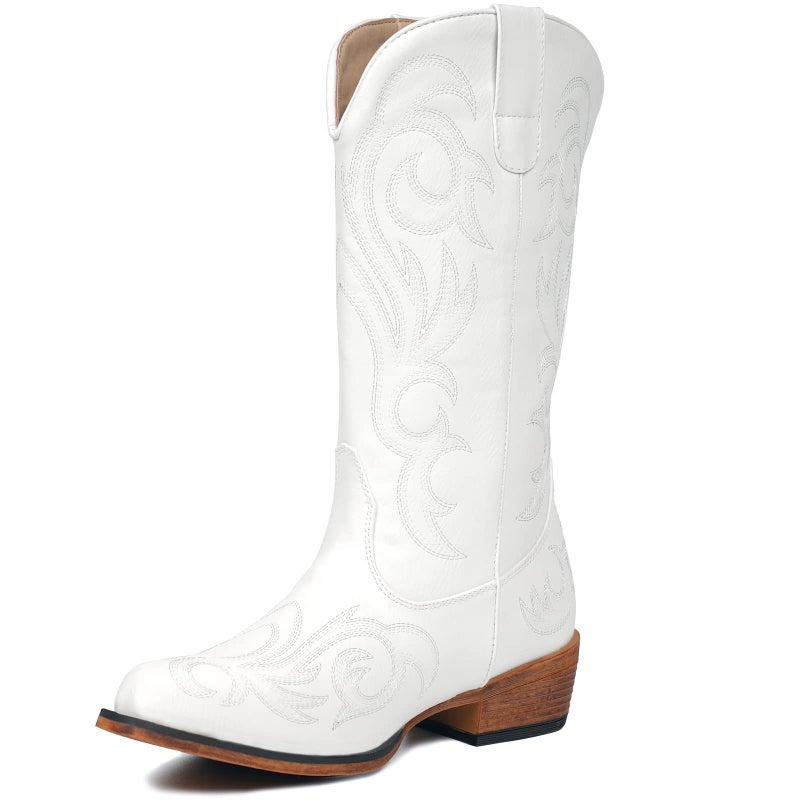 IUV Cowboy Boots For Women Mid Calf Cowgirl Boots Pointy Toe Western Boot - Image 1
