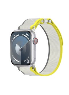 Replacement Strap For Apple Watch Series 5 40mm Double Hook and Loop Faster Nylon Watch Band Yellow + Beige