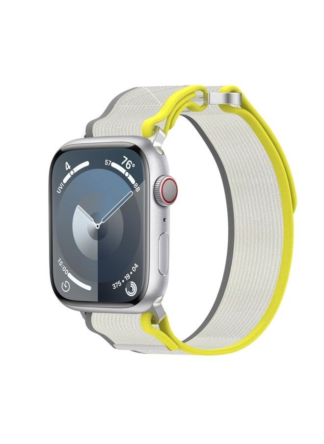 Generic - Replacement Strap For Apple Watch Series 5 40mm Double Hook and Loop Faster Nylon Watch Band Yellow + Beige - Image 1