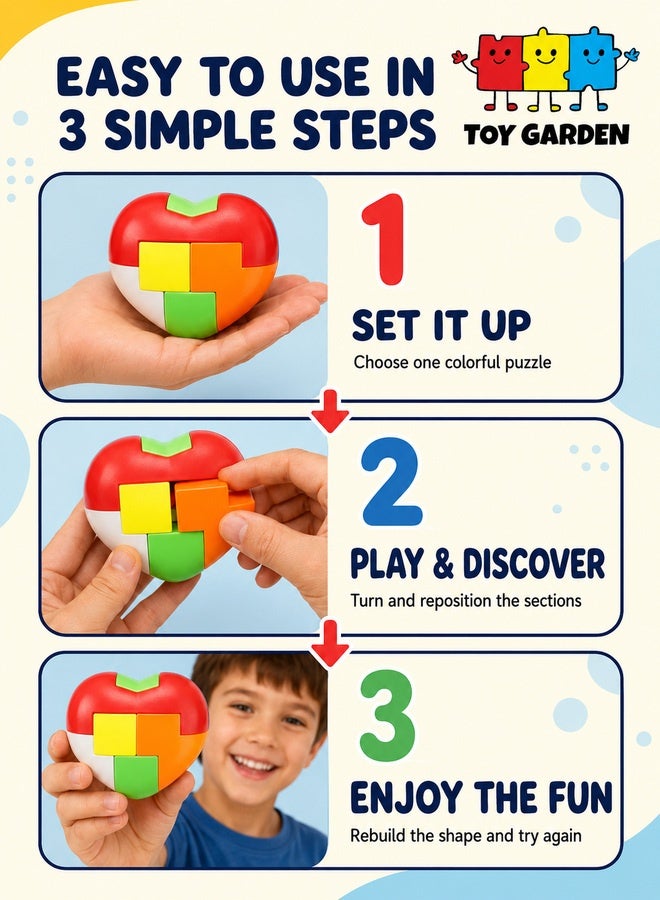 6-in-1 Educational Puzzle Toy Set for Kids: Colorful 3D Geometric Brain Teaser Shapes to Enhance Cognitive Skills, Logical Thinking, and Creativity - Ideal for Ages 3+ - Image 5