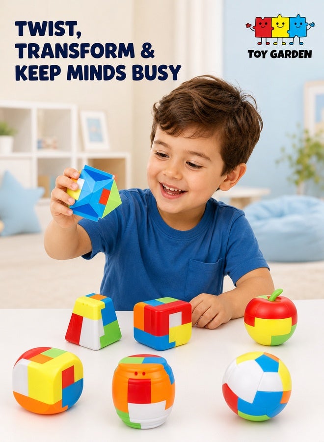 6-in-1 Educational Puzzle Toy Set for Kids: Colorful 3D Geometric Brain Teaser Shapes to Enhance Cognitive Skills, Logical Thinking, and Creativity - Ideal for Ages 3+ - Image 1