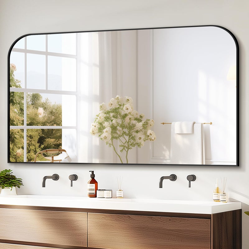 Delma Bathroom Vanity Mirror,30" x 50" Black Metal Framed Wall Mirror for Over Sink, Living Room, Bedroom,Entryway Decor - Image 1