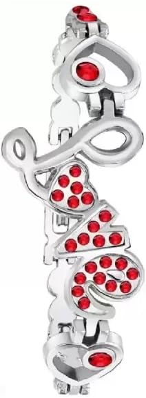Acnos Polyurethane White Dial Diamond Red Analog Watch Diamond Bracelet For Girl Best Design Butterfly Combo 3 Pack Of 3, Red Band - Image 2
