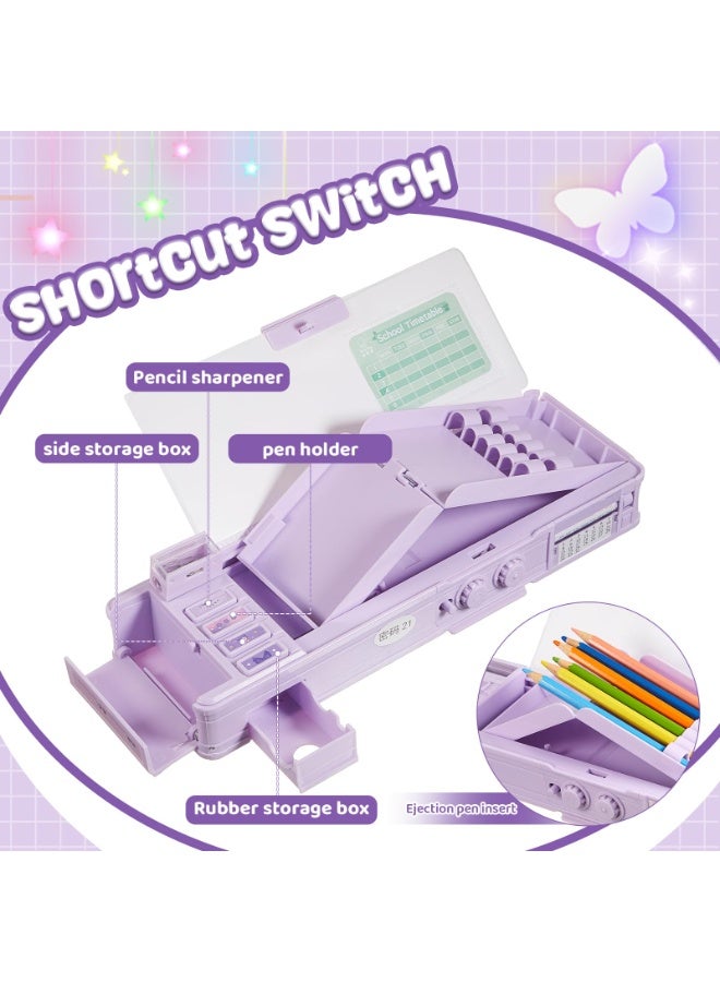 مقلمة مزدوجة الطبقات متعددة الوظائف للأطفال – صندوق أدوات مدرسية بكرتون لطيف يحتوي على قفل سري، مبراة، جدول دراسي، ولوح كتابة | صندوق تخزين كبير للبنات والأولاد، هدية مثالية للمدرسة أو أعياد الميلاد - Image 5