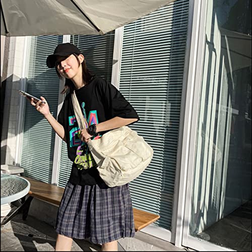 GAXOS Aesthetic Cute Messenger Bag for School Vintage White Canvas Crossbody for Women Shoulder Laptop Bag - Image 4