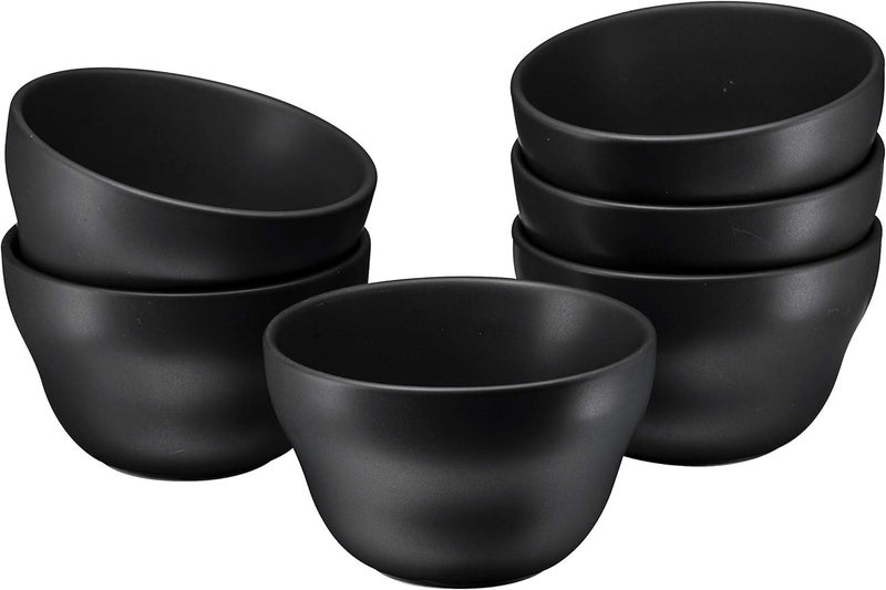 Bruntmor 8 Oz Ceramic Dessert Bowl Set of 6 in Matte Black 8 Ounces Ceramic Chip and Dip Bowls Small Ceramic Dish Set for Snacks Nuts Chip and Dip at Party and Thanksgiving Classic - Image 5