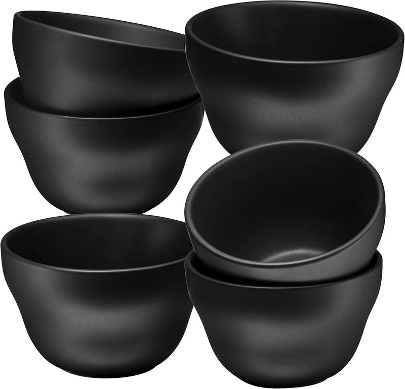 Bruntmor 8 Oz Ceramic Dessert Bowl Set of 6 in Matte Black 8 Ounces Ceramic Chip and Dip Bowls Small Ceramic Dish Set for Snacks Nuts Chip and Dip at Party and Thanksgiving Classic - Image 1