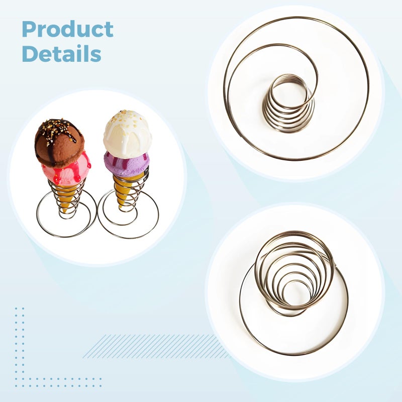 Set of 8 Stainless Steel Ice Cream Cone Holders for Stable Serving Easy to Clean - Image 3