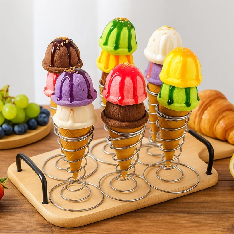 Set of 8 Stainless Steel Ice Cream Cone Holders for Stable Serving Easy to Clean - Image 5