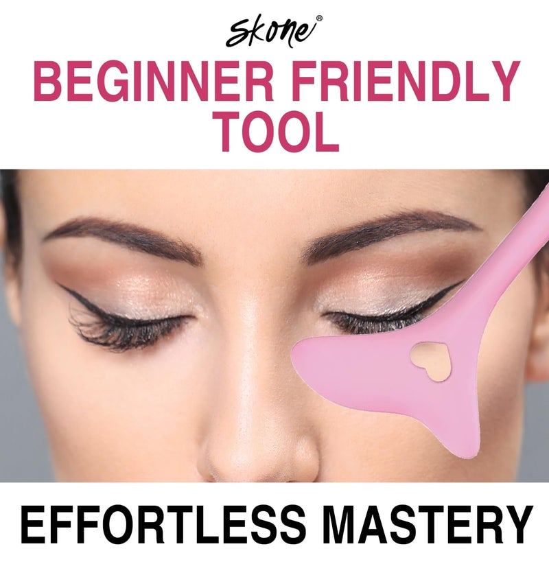 Skone Cosmetics Eyeliner Stencil - Mascara Shield Applicator Guard, Lipstick and Face Cream Application Aid - Easy to Use Multifunctional Eyeliner Aid Stencil Tool Guide for Beginners & Experts - Pink - Image 3