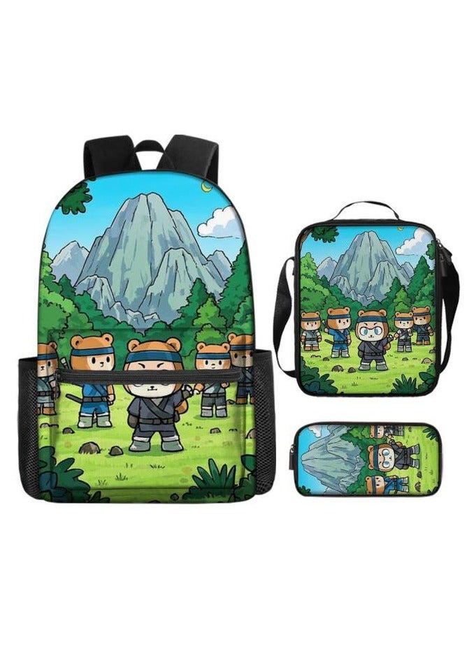 Cartoon three-piece schoolbag with zipper - 641  - Image 1