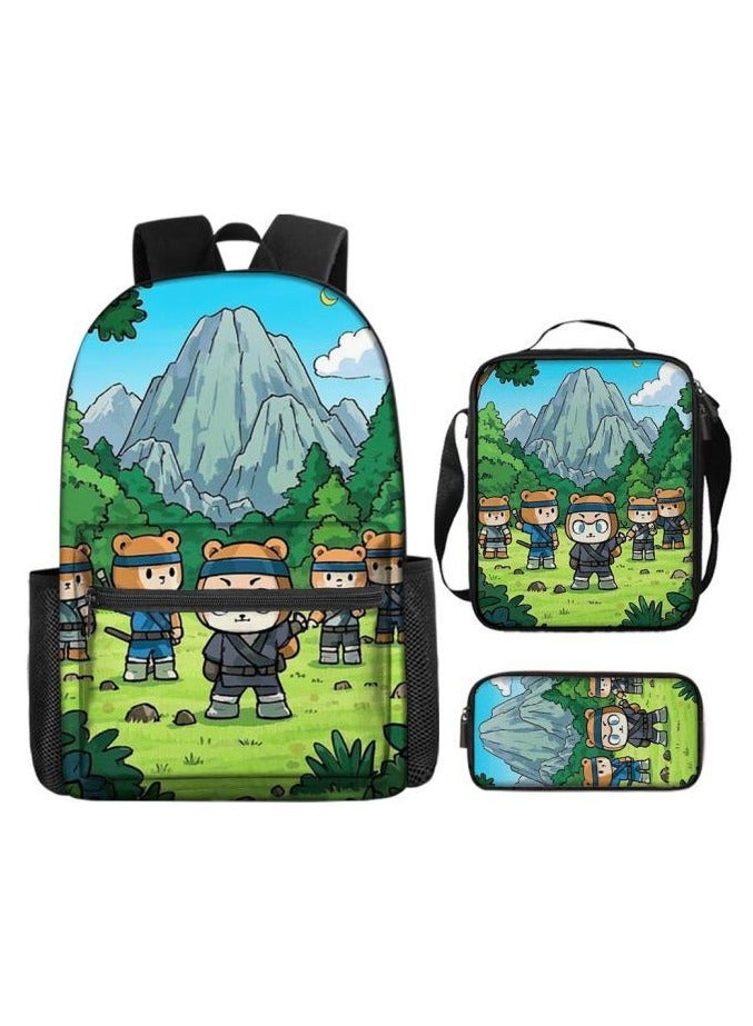 Cartoon three-piece schoolbag with zipper - 641  - Image 2