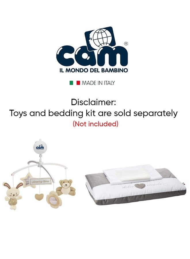 cam سرير أطفال محمول وقابل للتحويل من Cullami Co مع ناموسية، لون بيج - Image 3