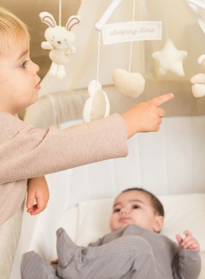 cam سرير أطفال محمول وقابل للتحويل من Cullami Co مع ناموسية، لون بيج - Image 5