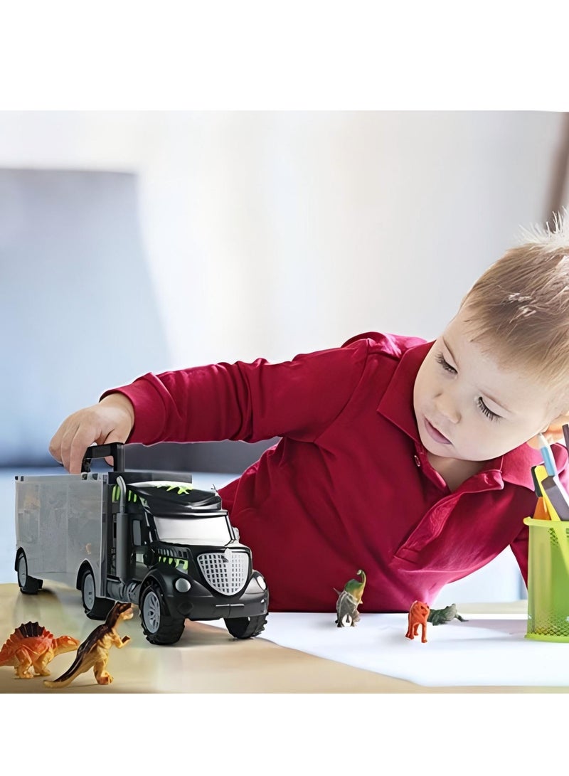 Dinosaur Toys for Boys Girls - Kids Toys Transport Carrier Truck with Dinosaur Toys Animals Toys 12 Pcs Double Side Storage Set Birthday for Kids Boys Girls 3 4 5 6 Years Old  - Image 3