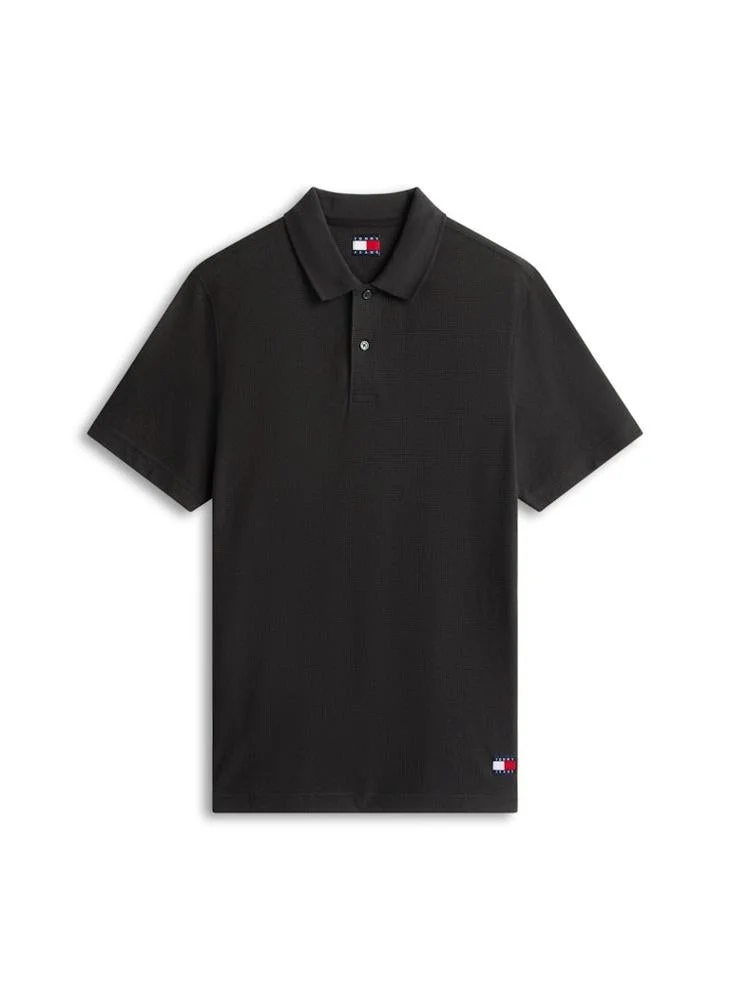 TOMMY JEANS  Tommy Badge Regular Fit Waffle Knit Polo Shirt for Men | Best Price UAE