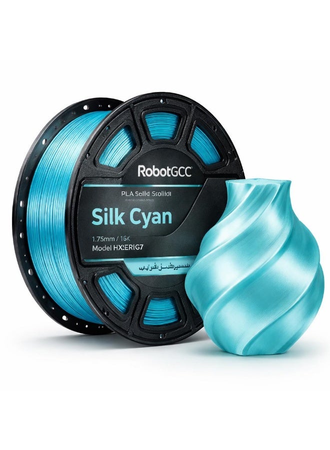 RobotGCC PLA Silk Cyan 3D Printer Filament, 1.75mm 1KG, Vivid Cyan Silk for Modern Designs, Low-Warping FDM PLA for Robot Accents and Geometric Models - Image 2