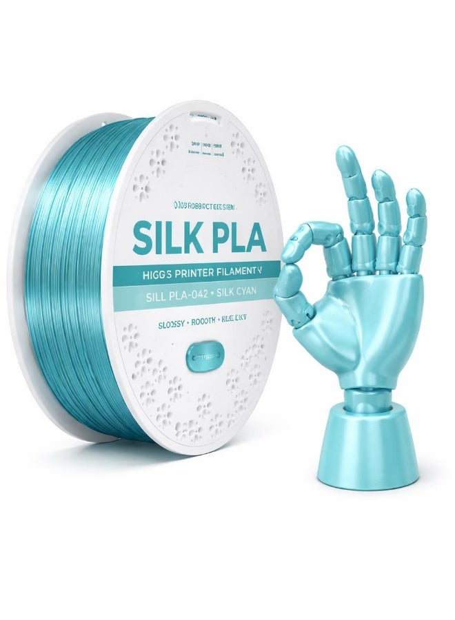 RobotGCC PLA Silk Cyan 3D Printer Filament, 1.75mm 1KG, Vivid Cyan Silk for Modern Designs, Low-Warping FDM PLA for Robot Accents and Geometric Models - Image 1