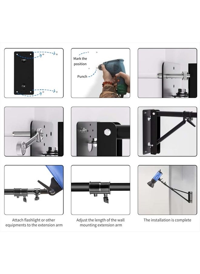 Selens - Wall Mount Boom Arm with Triangle Base, Max Length 51inches/130cm Adjustable Camera Mount Up to 4.26ft for Photography Studio Video Strobe Flash, Ring Light, Softbox, Umbrella Reflector etc. - Image 1