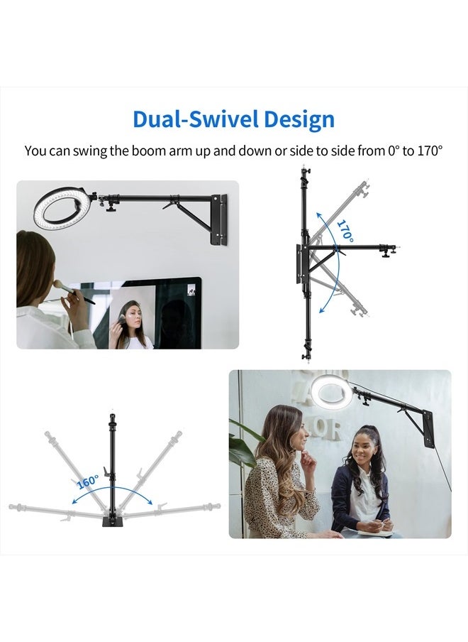 Selens - Wall Mount Boom Arm with Triangle Base, Max Length 51inches/130cm Adjustable Camera Mount Up to 4.26ft for Photography Studio Video Strobe Flash, Ring Light, Softbox, Umbrella Reflector etc. - Image 1