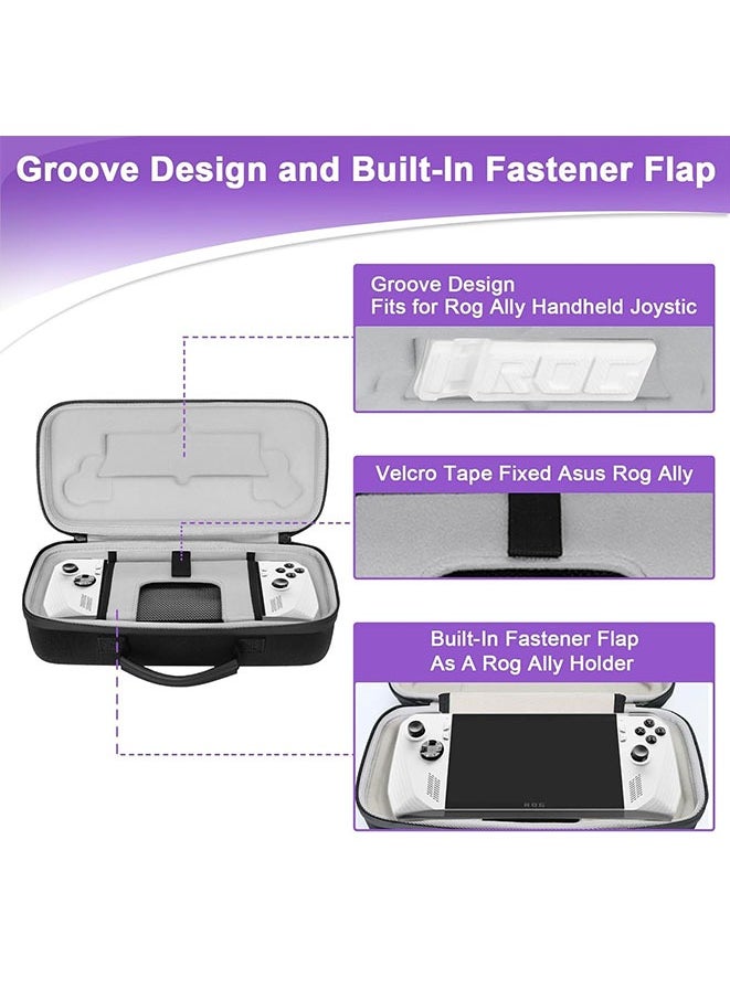 Muyixin - For ASUS ROG Ally Carrying Case Large Capacity EVA Hard Shell Gaming Console Storage Case with Soft Silicone Case 2 Screen Protector and 2 Thumb Grips for ROG Ally Travel Case Hard Shell Bag - Image 1