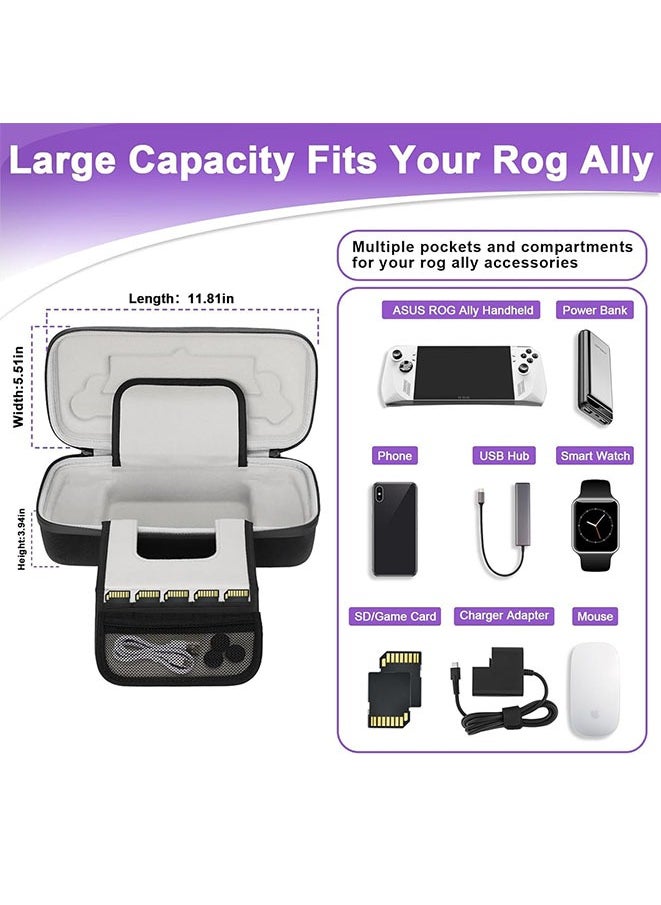 Muyixin - For ASUS ROG Ally Carrying Case Large Capacity EVA Hard Shell Gaming Console Storage Case with Soft Silicone Case 2 Screen Protector and 2 Thumb Grips for ROG Ally Travel Case Hard Shell Bag - Image 1