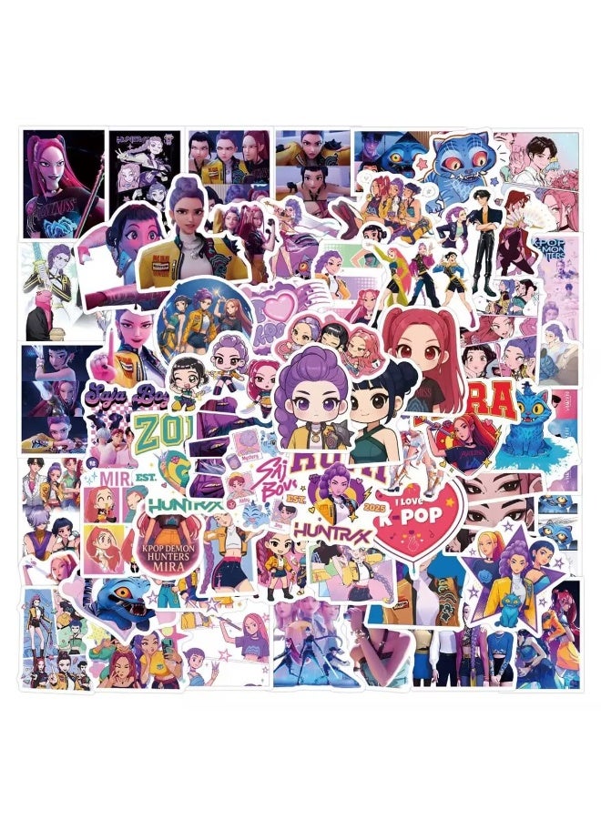 110Pcs Kpop Hunters Vinyl Huntrix Band Sticker Set, Kids Sticker, Waterproof Vinyl Decals, Laptop Sticker, Anime Character Collection Sticker for Laptop, Water Bottle Gifts Birthday Decorations (110PCS) - Image 1