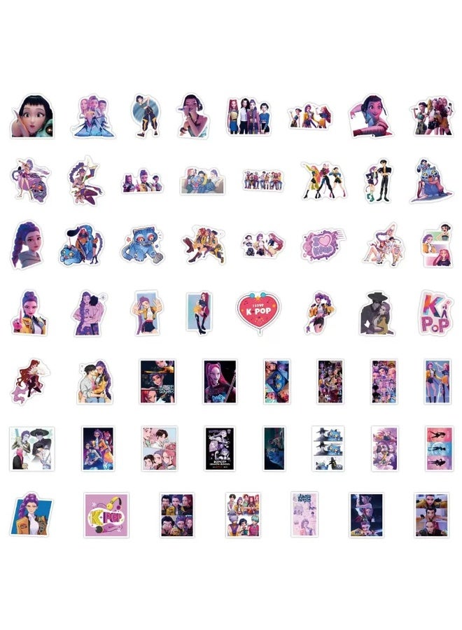 110Pcs Kpop Hunters Vinyl Huntrix Band Sticker Set, Kids Sticker, Waterproof Vinyl Decals, Laptop Sticker, Anime Character Collection Sticker for Laptop, Water Bottle Gifts Birthday Decorations (110PCS) - Image 4