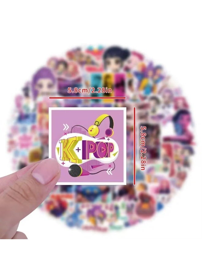 110Pcs Kpop Hunters Vinyl Huntrix Band Sticker Set, Kids Sticker, Waterproof Vinyl Decals, Laptop Sticker, Anime Character Collection Sticker for Laptop, Water Bottle Gifts Birthday Decorations (110PCS) - Image 3