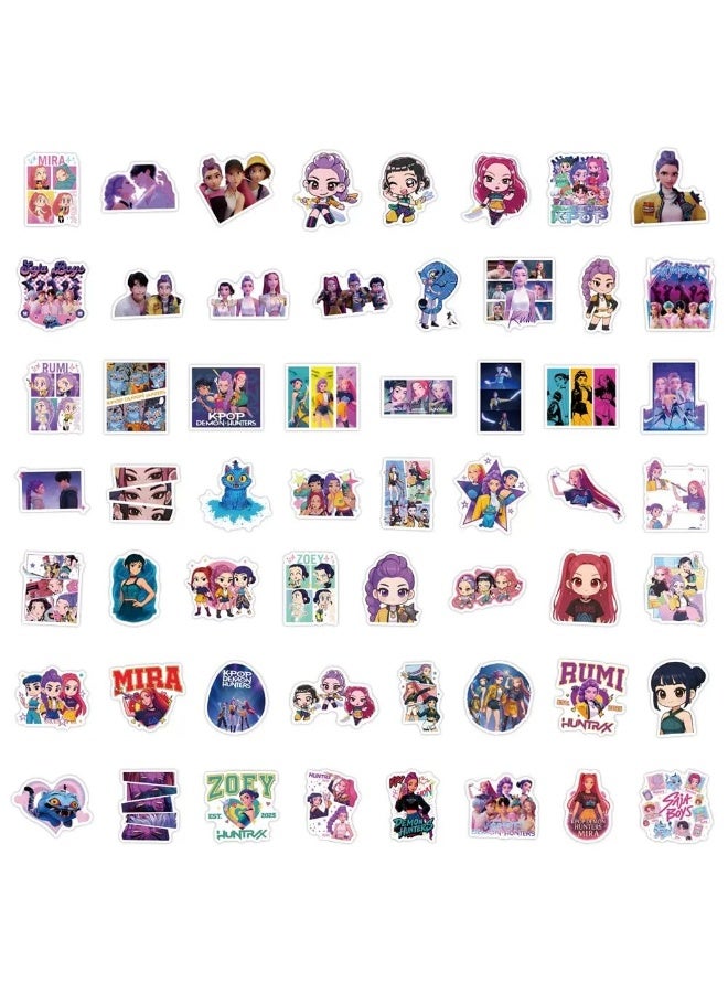 110Pcs Kpop Hunters Vinyl Huntrix Band Sticker Set, Kids Sticker, Waterproof Vinyl Decals, Laptop Sticker, Anime Character Collection Sticker for Laptop, Water Bottle Gifts Birthday Decorations (110PCS) - Image 5