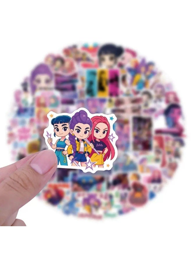 110Pcs Kpop Hunters Vinyl Huntrix Band Sticker Set, Kids Sticker, Waterproof Vinyl Decals, Laptop Sticker, Anime Character Collection Sticker for Laptop, Water Bottle Gifts Birthday Decorations (110PCS) - Image 2