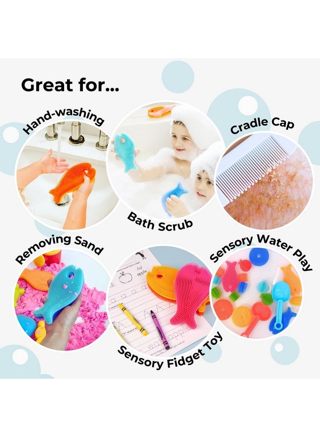 Innobaby Bathin' Smart Silicone Sensory Fish Bath Scrub for Babies and Toddlers - Aqua Green - Image 5