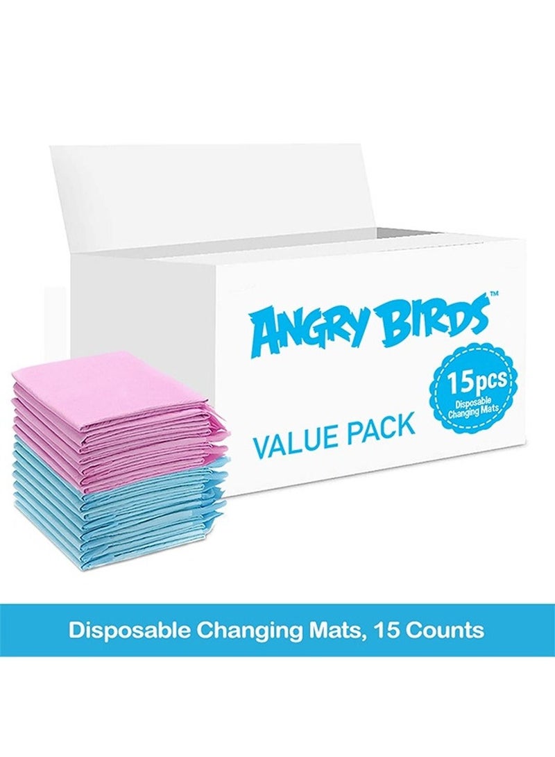 Angry Bird Disposable Changing Mats, 15 Counts, Soft Waterproof Mat, Portable Leak Proof Changing Mat, New Mom Leak Proof Under pad, Mattress Table Protector Pad - Image 2