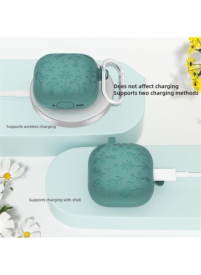 erorex - Flower Engraved Case Compatible For Airpod 4 Airpods 4Th Generation Airpod 4Th Gen Case Cover With Keychain Accessories Silicone Skin Cover Full Protection Front Black - Image 1