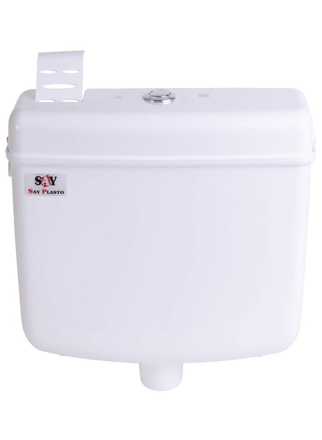 SAY Flushing Cistern 10 Litre Capacity | Center Push Flush Tank with Air Freshener Pocket | Smart PVC Polypropylene Wall Mounted Toilet Cistern | Durable Leak-Proof Bathroom Flush Tank (White) - Image 1