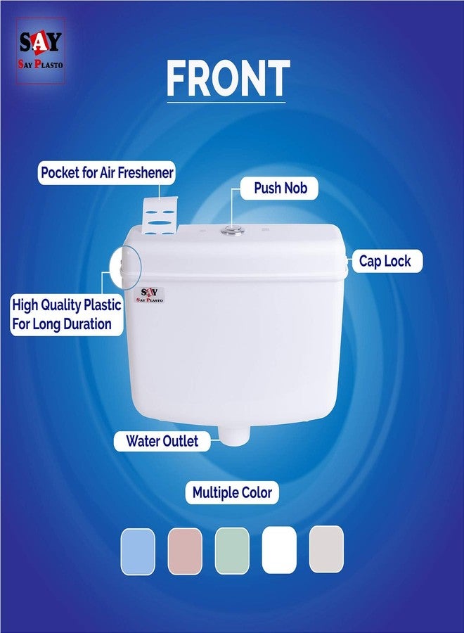 SAY Flushing Cistern 10 Litre Capacity | Center Push Flush Tank with Air Freshener Pocket | Smart PVC Polypropylene Wall Mounted Toilet Cistern | Durable Leak-Proof Bathroom Flush Tank (White) - Image 5